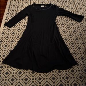 New York & Company Black Top with faux leather Trim